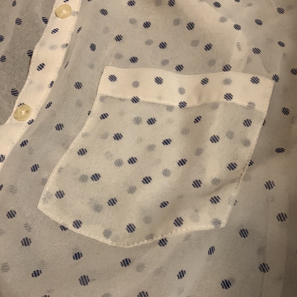 Aeropostale see through polka dot long sleeve button blouse - Picture 4 of 4